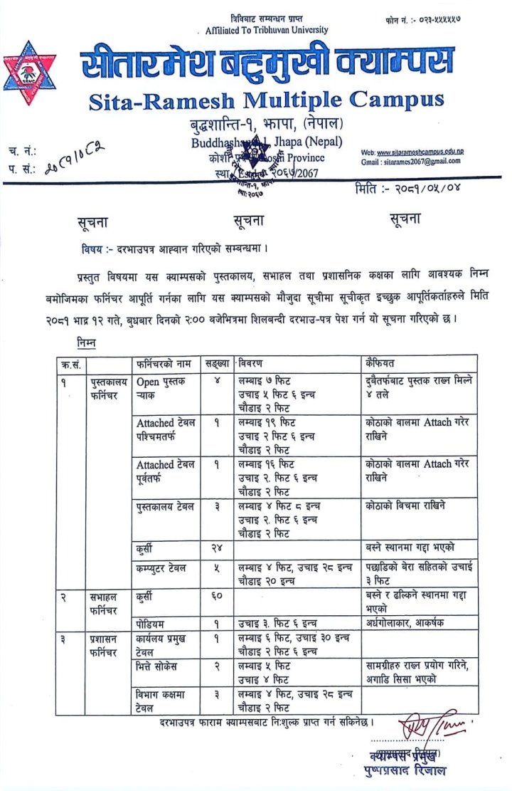 दरभाउपत्र आह्वान गरिएको सम्बन्धमा